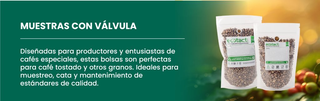 Bolsas Ecotact muestras para café tostado y empaque al vacío de granos